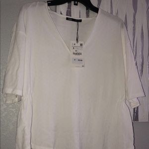 zara textures white top